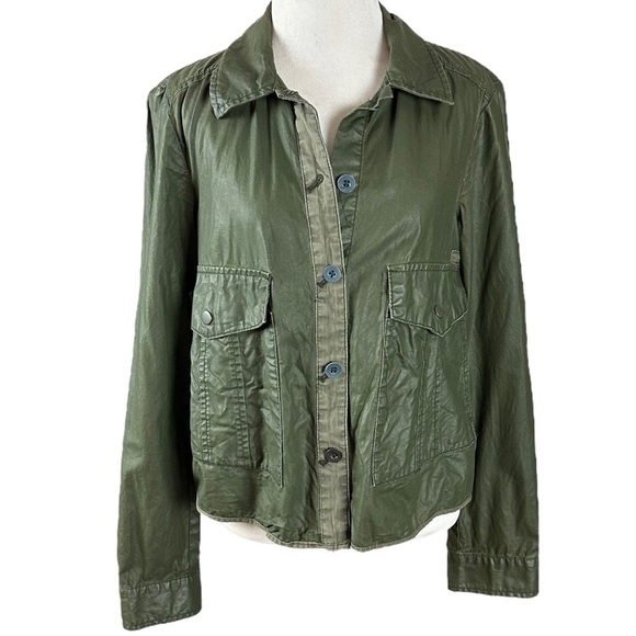 Anthropologie Hei Hei Coated / Waxed Army Green 
Military Utility Swing Jacket S - Picture 7 of 14